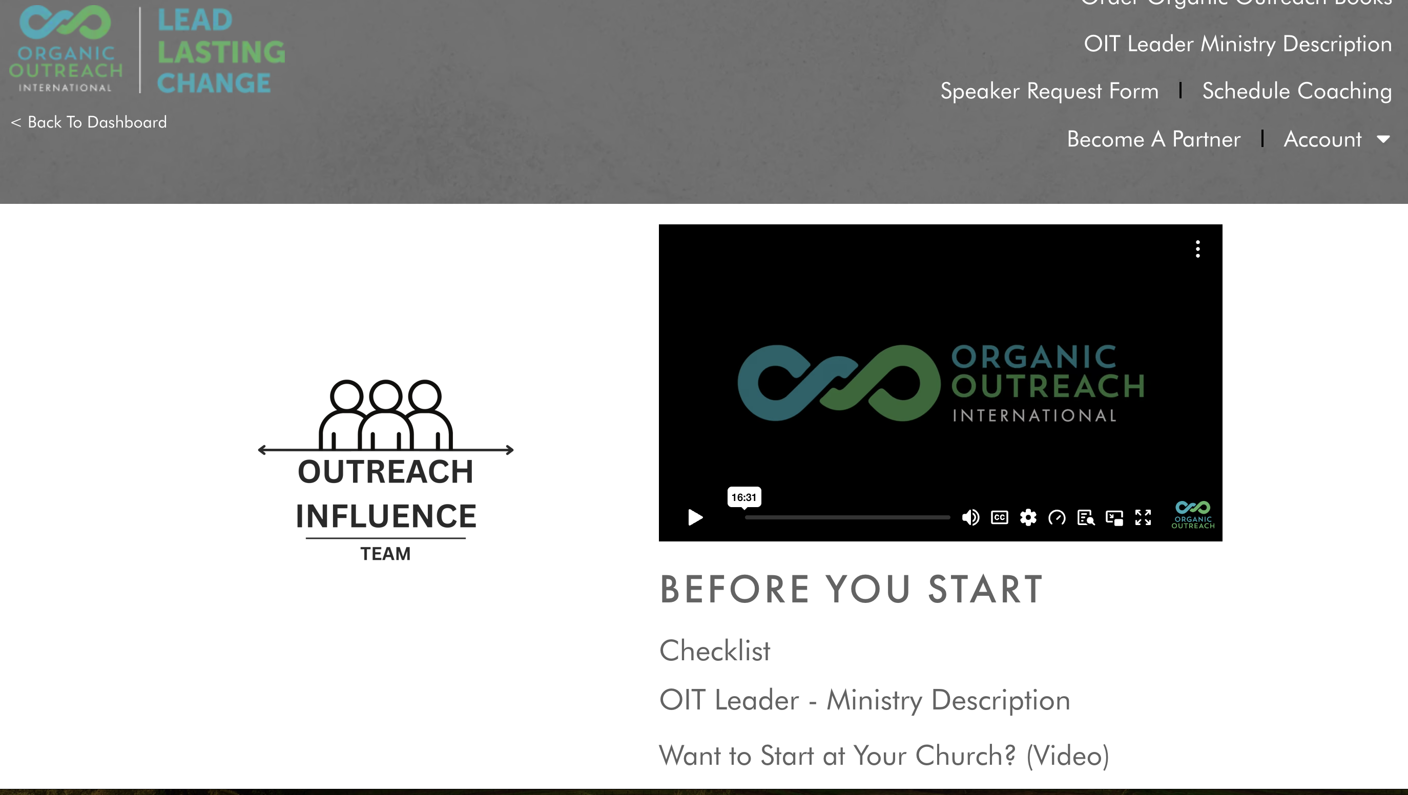 Outreach Influence Team dashboard preview